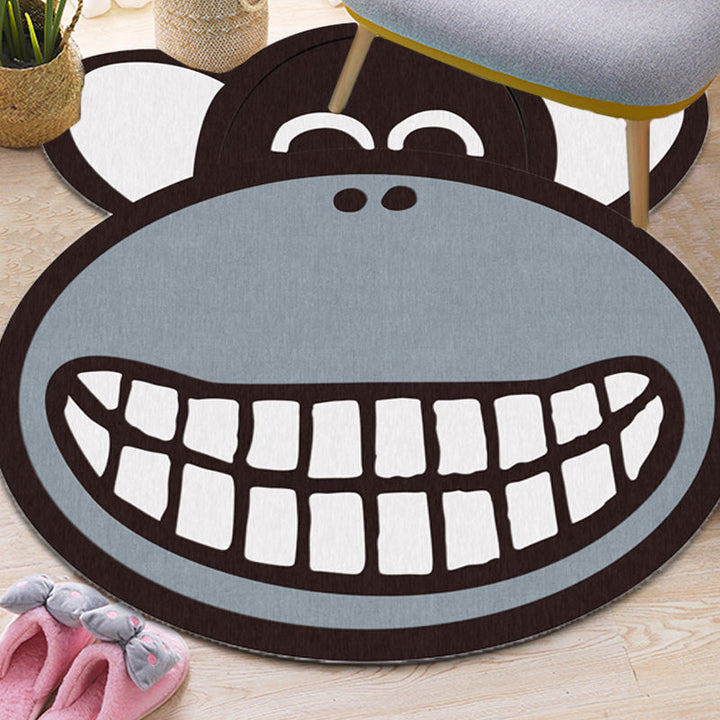 Lisslune | Gray Monkey Pattern Rug Polyester Kids Rug Washable Non-Slip Pet-Friendly Rug for the Children's Room