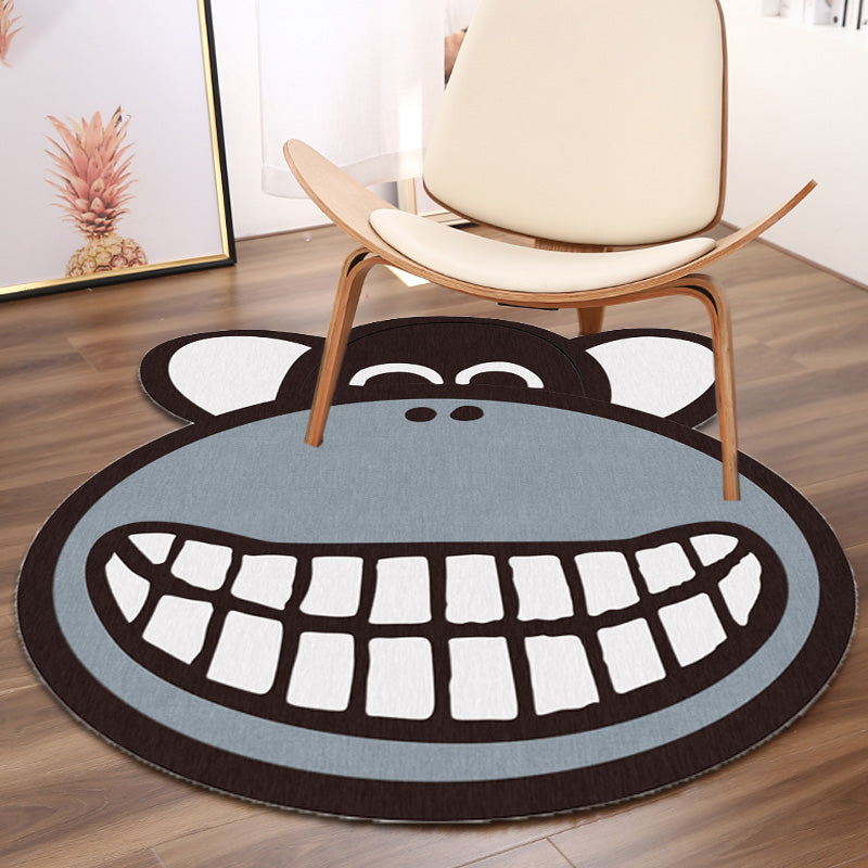 Lisslune | Gray Monkey Pattern Rug Polyester Kids Rug Washable Non-Slip Pet-Friendly Rug for the Children's Room