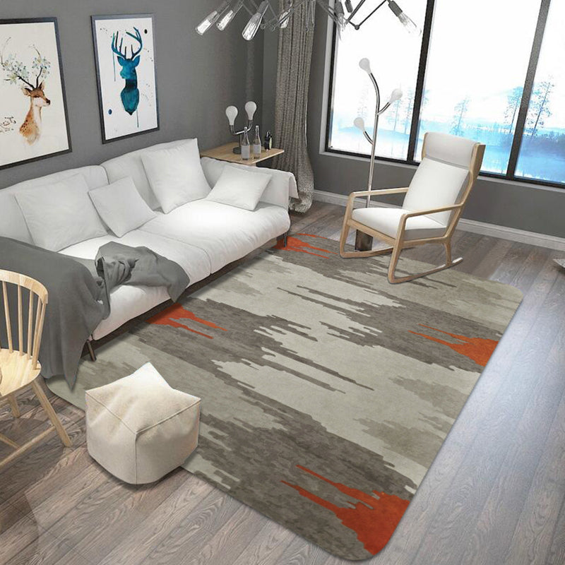 Lisslune | Unusual abstract carpet gray industrial carpet polyester pet-friendly non-slip backing washable carpet for the living room