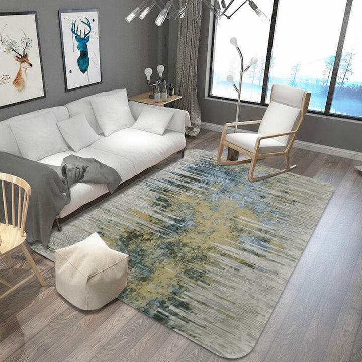 Lisslune | Unusual abstract carpet gray industrial carpet polyester pet-friendly non-slip backing washable carpet for the living room