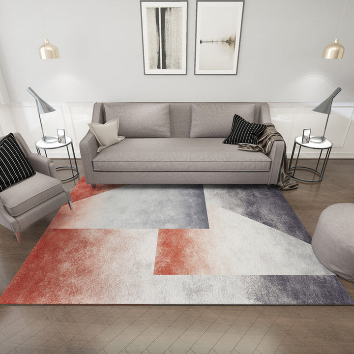 Lisslune | Simple Ombre Pattern Carpet Gray Multicolor Polyester Carpet Non-Slip Back Washable Pet-Friendly Carpet for Bedroom