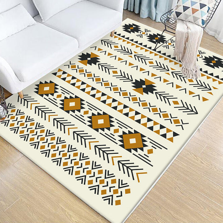 Lisslune | Stamm Geometric Pattern Carpet Brown and Green Polyester Carpet Washable Pet Friendly Non-Slip Carpet for Living Room