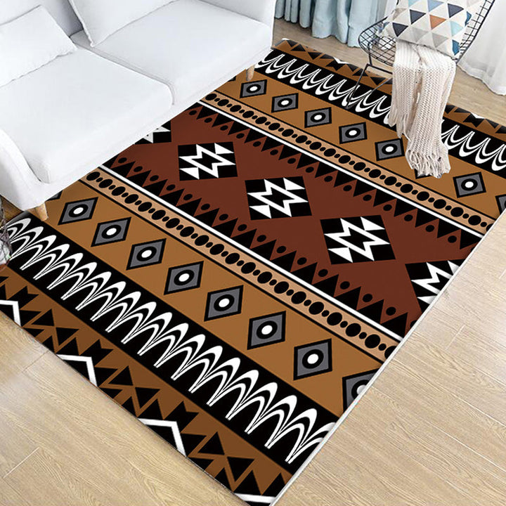Lisslune | Stamm Geometric Pattern Carpet Brown and Green Polyester Carpet Washable Pet Friendly Non-Slip Carpet for Living Room