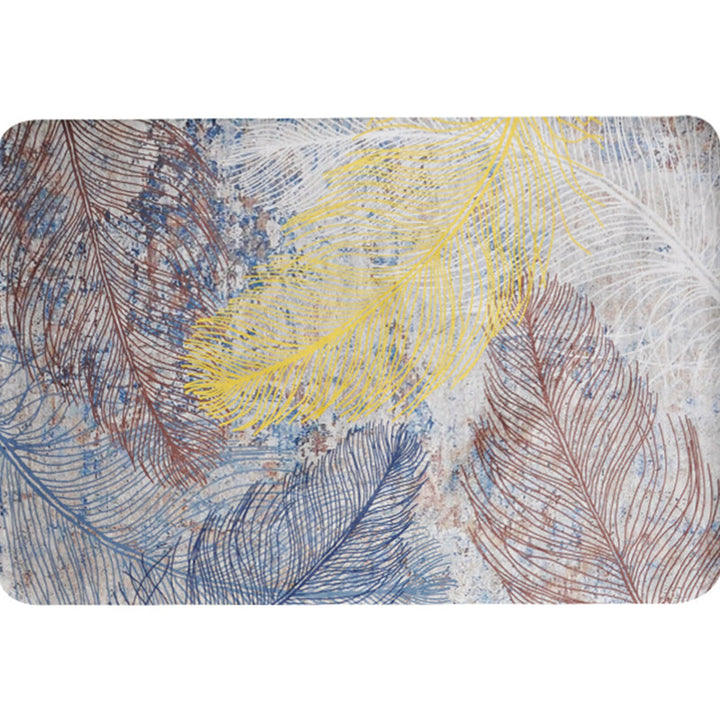 Lisslune | Yellow Shabby Chic Carpet Polyester Feather Pattern Carpet Machine Washable Non-Slip Back Carpet for Decoration