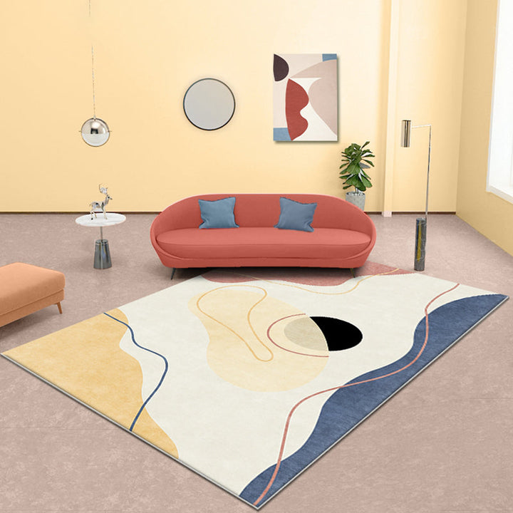 Lisslune | Multicolor Abstract Rug Polyester Modern Rug Washable Non-Slip Pet-Friendly Rug for the Living Room