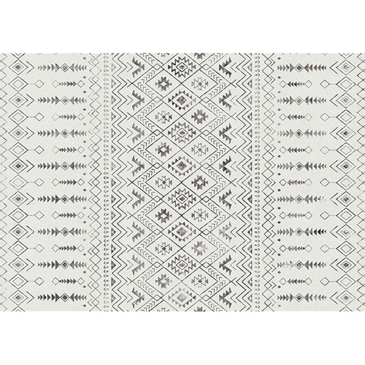 Lisslune | White and black bohemian carpet Polyester striped pattern carpet pet-friendly washable non-slip backing carpet for decoration