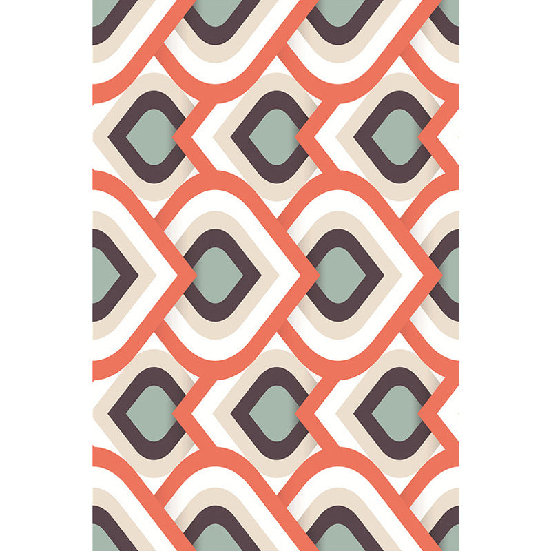 Lisslune | Moroccan geometric pattern rug in orange and brown, polyester rug, washable, pet-friendly, non-slip, area rug for the living room