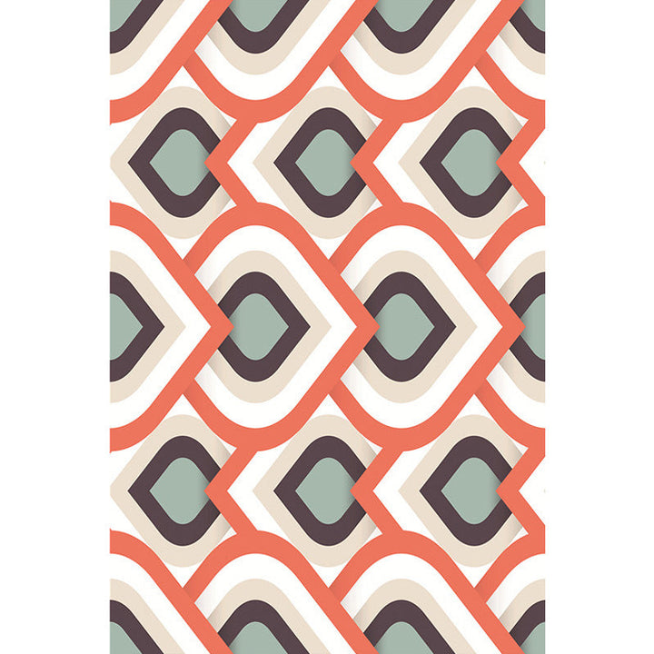 Lisslune | Moroccan geometric pattern rug in orange and brown, polyester rug, washable, pet-friendly, non-slip, area rug for the living room