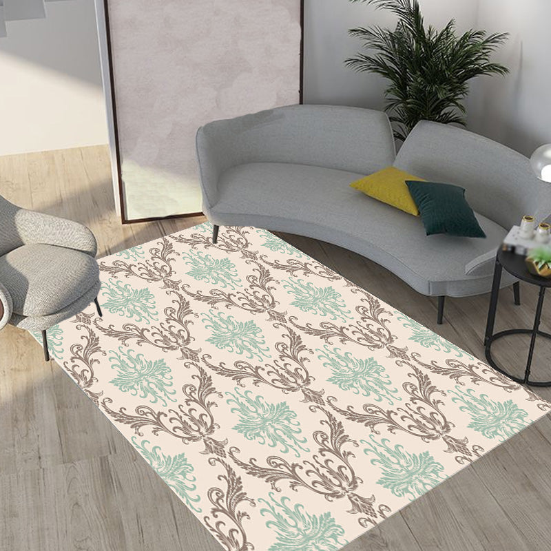 Lisslune | Moroccan geometric pattern rug in orange and brown, polyester rug, washable, pet-friendly, non-slip, area rug for the living room