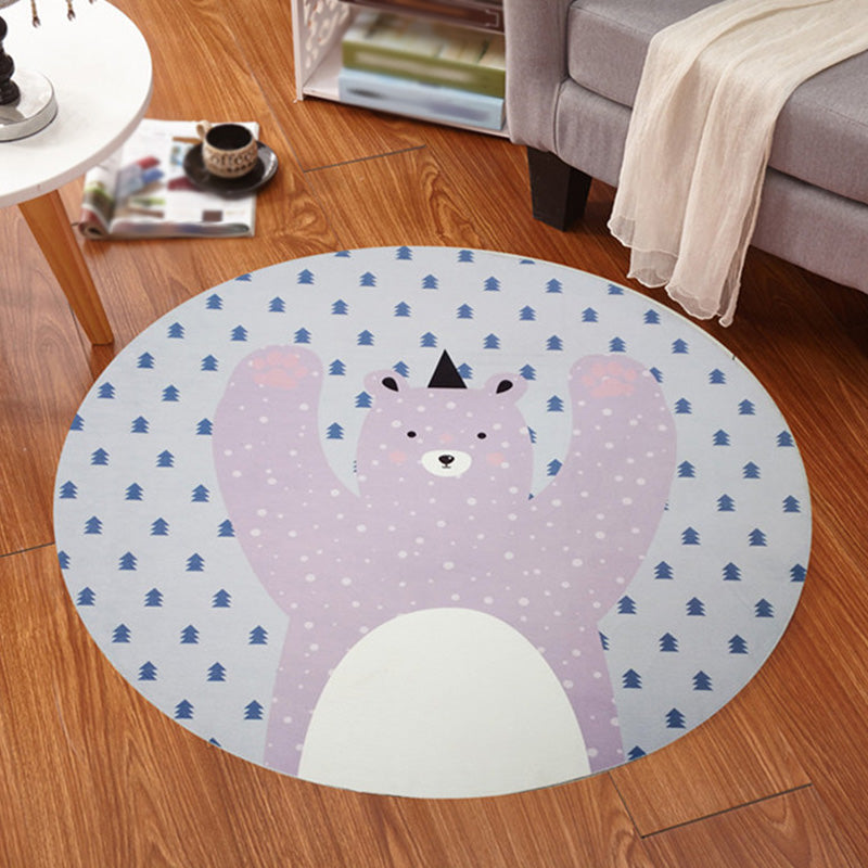 Lisslune | Multicolor Animal Pattern Rug Polyester Kids Rug Washable Non-Slip Pet-Friendly Rug for Children's Room