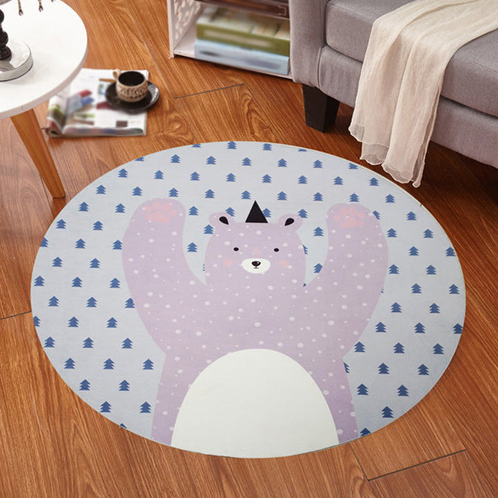 Lisslune | Multicolor Animal Pattern Rug Polyester Kids Rug Washable Non-Slip Pet-Friendly Rug for Children's Room