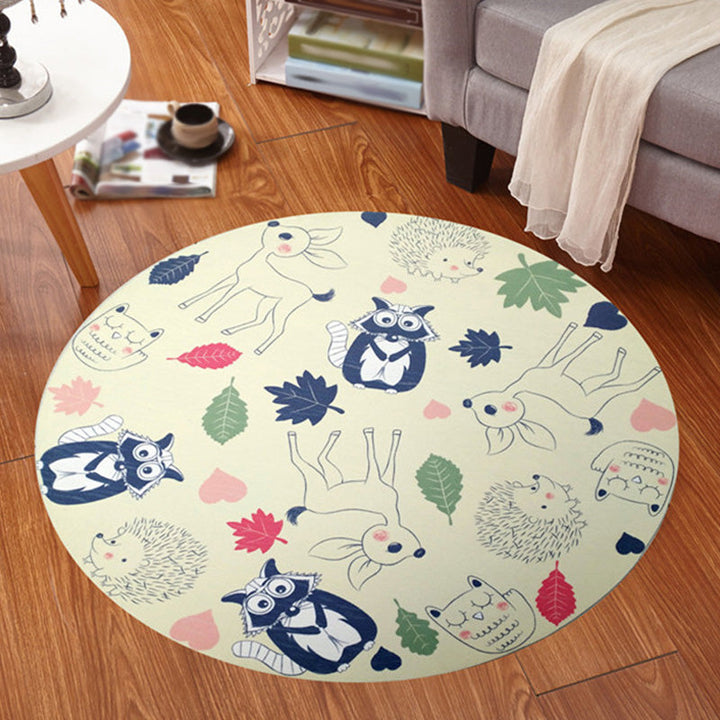 Lisslune | Multicolor Animal Pattern Rug Polyester Kids Rug Washable Non-Slip Pet-Friendly Rug for Children's Room