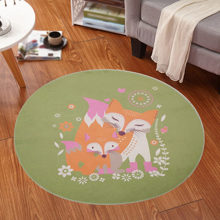 Lisslune | Multicolor Animal Pattern Rug Polyester Kids Rug Washable Non-Slip Pet-Friendly Rug for Children's Room