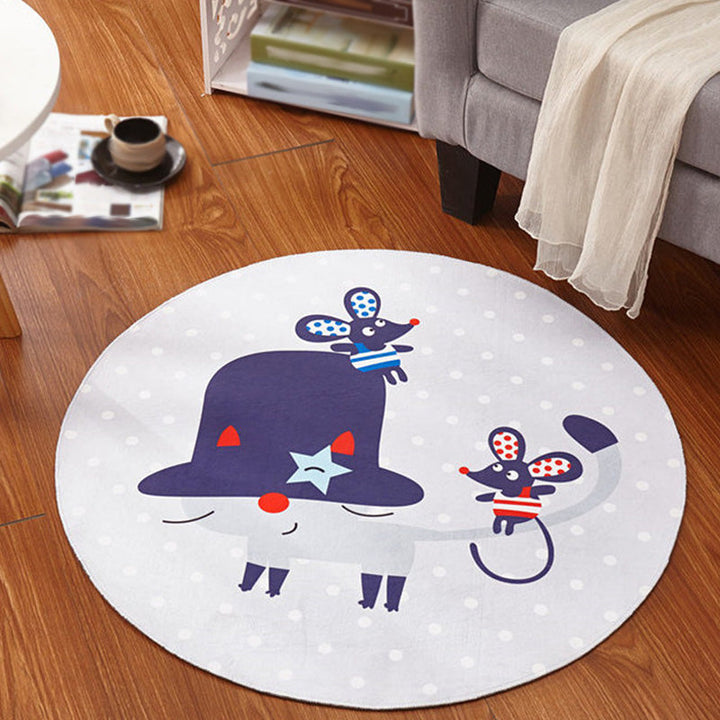 Lisslune | Multicolor Animal Pattern Rug Polyester Kids Rug Washable Non-Slip Pet-Friendly Rug for Children's Room