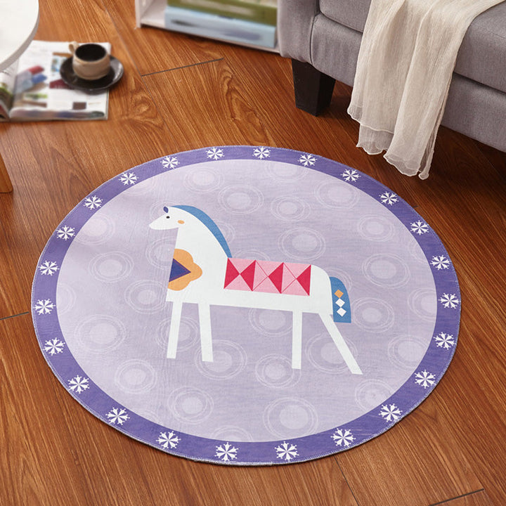 Lisslune | Multicolor Animal Pattern Rug Polyester Kids Rug Washable Non-Slip Pet-Friendly Rug for Children's Room