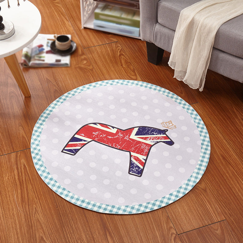 Lisslune | Multicolor Animal Pattern Rug Polyester Kids Rug Washable Non-Slip Pet-Friendly Rug for Children's Room