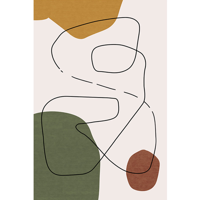 Lisslune | Contemporary Abstract Carpet Brown and Green Polyester Carpet Non-Slip Back Washable Pet Friendly Carpet for Home