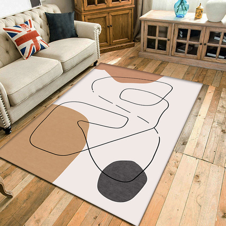 Lisslune | Contemporary Abstract Carpet Brown and Green Polyester Carpet Non-Slip Back Washable Pet Friendly Carpet for Home