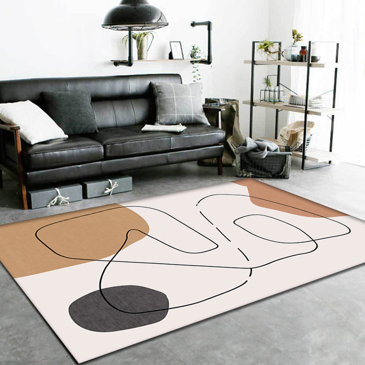 Lisslune | Contemporary Abstract Carpet Brown and Green Polyester Carpet Non-Slip Back Washable Pet Friendly Carpet for Home