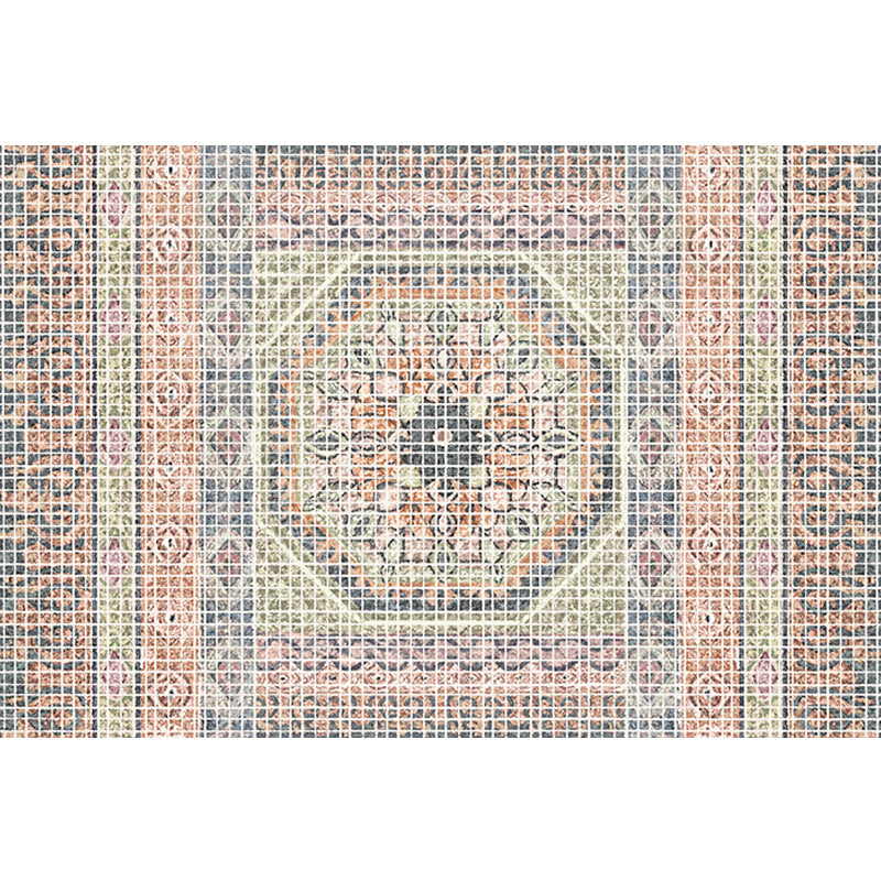 Lisslune | Bohemian striped patterned rug with flowers Multicolored Polyester rug Machine washable non-slip back rug for living room