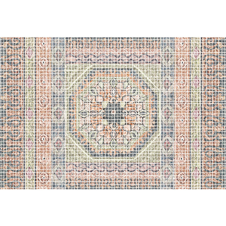 Lisslune | Bohemian striped patterned rug with flowers Multicolored Polyester rug Machine washable non-slip back rug for living room