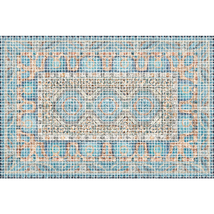 Lisslune | Bohemian striped patterned rug with flowers Multicolored Polyester rug Machine washable non-slip back rug for living room