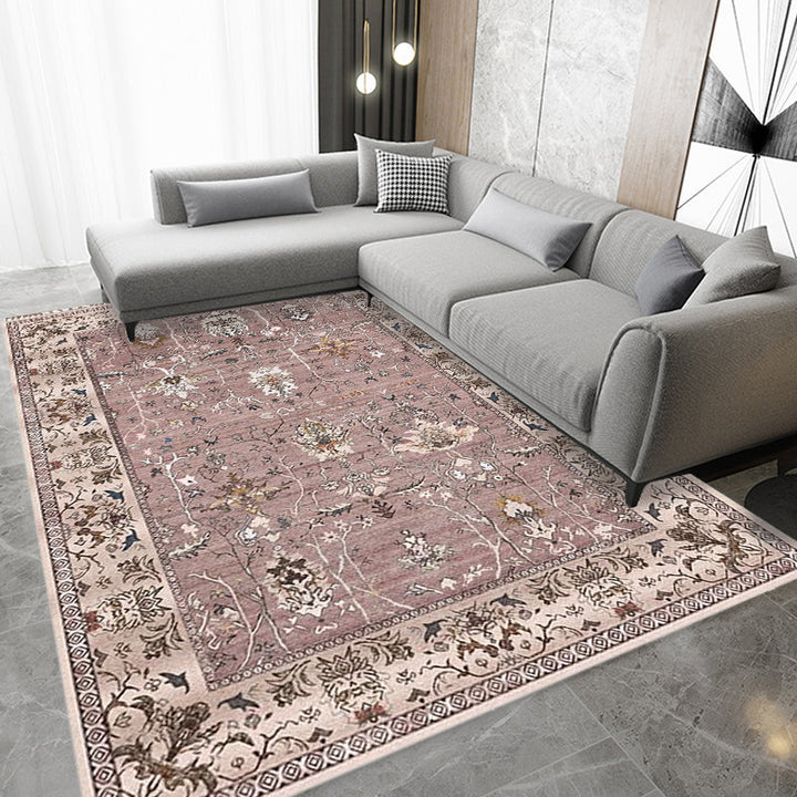 Lisslune | Bohemian striped patterned rug with flowers Multicolored Polyester rug Machine washable non-slip back rug for living room