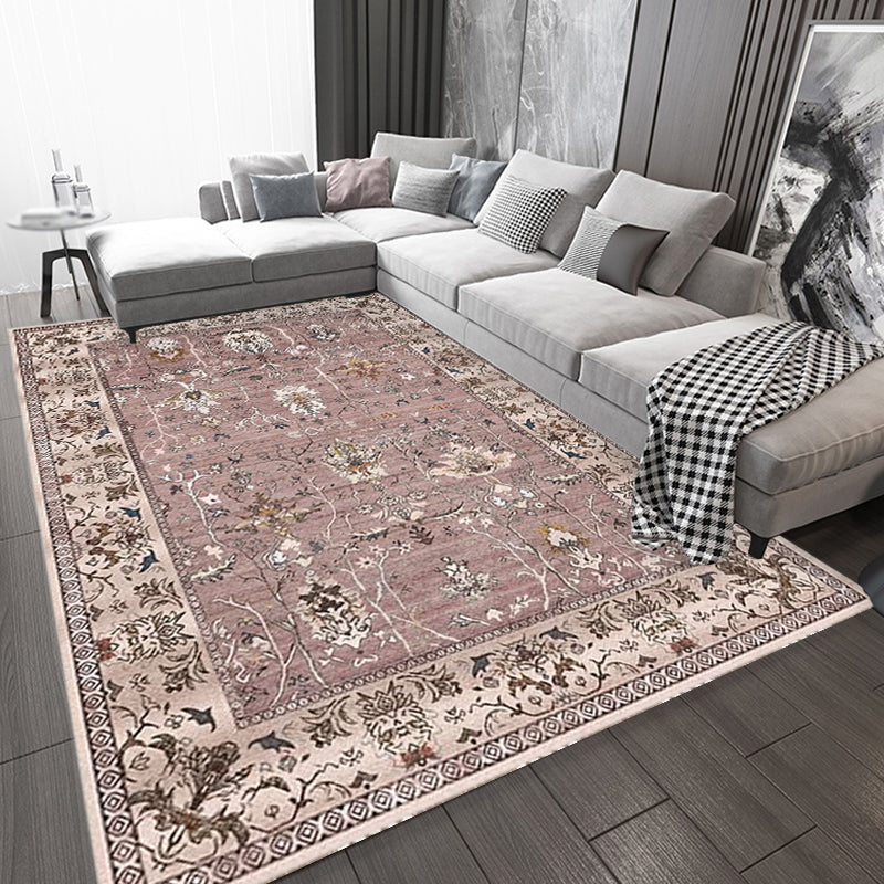 Lisslune | Bohemian striped patterned rug with flowers Multicolored Polyester rug Machine washable non-slip back rug for living room
