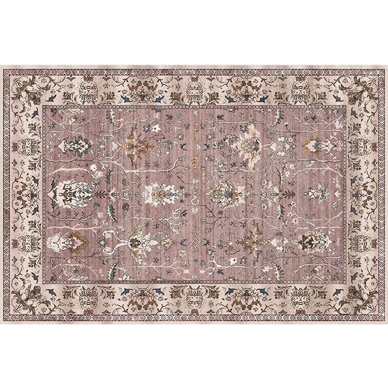 Lisslune | Bohemian striped patterned rug with flowers Multicolored Polyester rug Machine washable non-slip back rug for living room