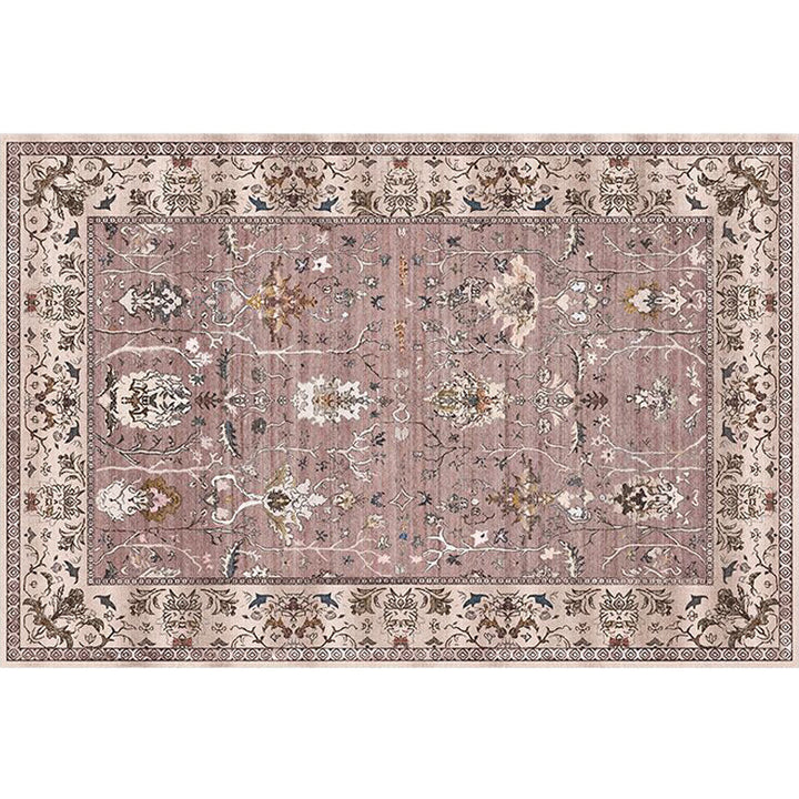 Lisslune | Bohemian striped patterned rug with flowers Multicolored Polyester rug Machine washable non-slip back rug for living room