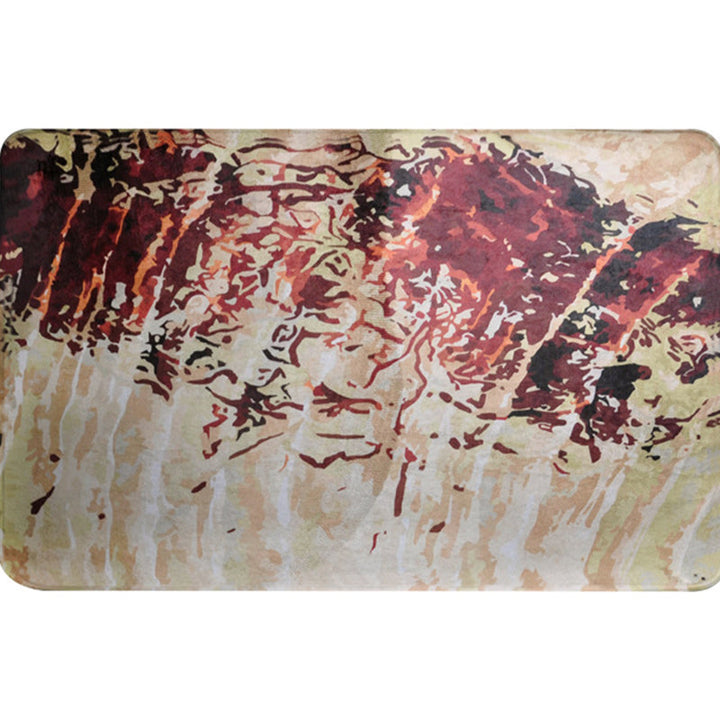 Lisslune | Unique abstract rug Red Shabby Chic rug Polyester machine washable non-slip flooring for the living room