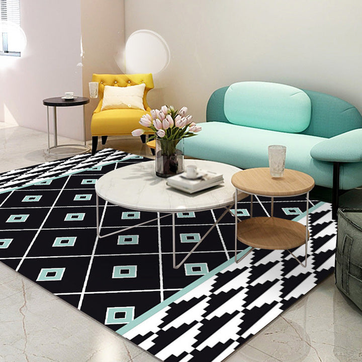 Lisslune | Southwest Tribal Geometric Pattern Rug Multicolor Polyester Rug Washable Pet-Friendly Non-Slip Rug for Living Room