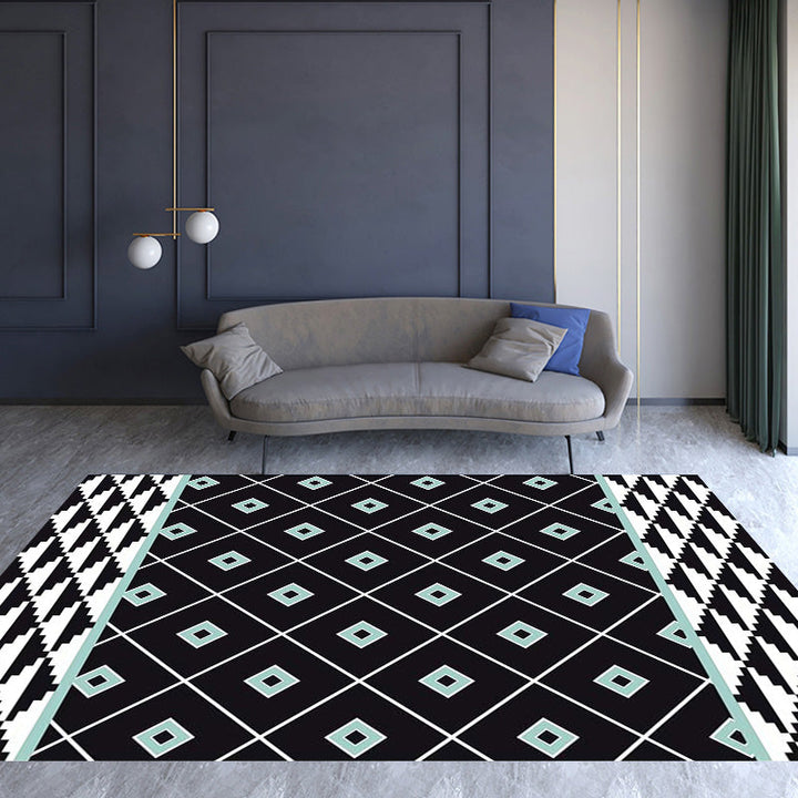 Lisslune | Southwest Tribal Geometric Pattern Rug Multicolor Polyester Rug Washable Pet-Friendly Non-Slip Rug for Living Room