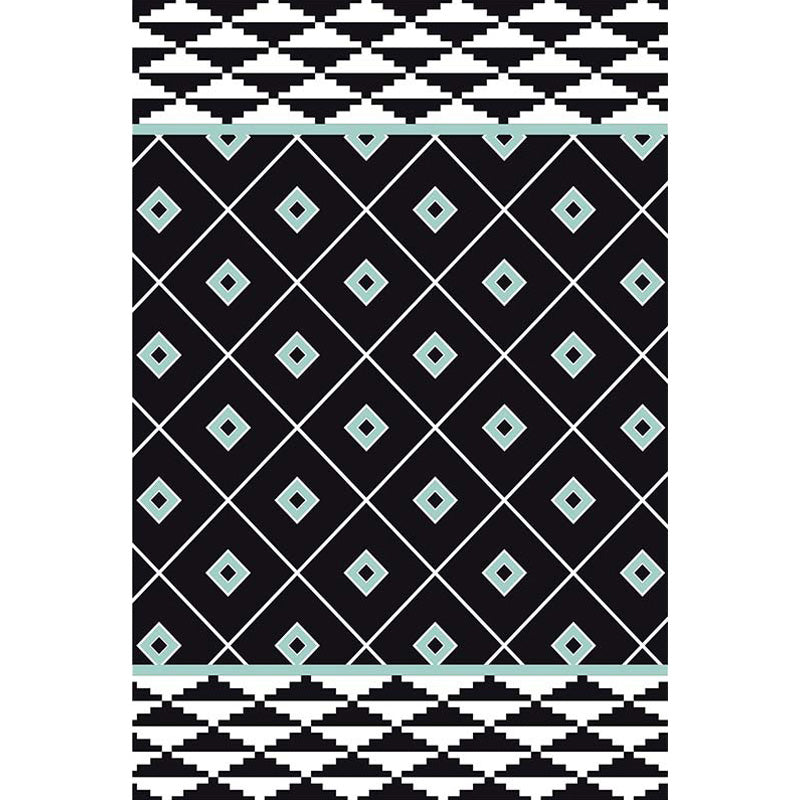Lisslune | Southwest Tribal Geometric Pattern Rug Multicolor Polyester Rug Washable Pet-Friendly Non-Slip Rug for Living Room