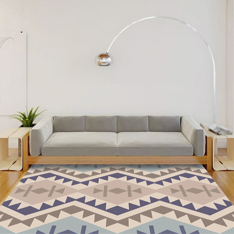 Lisslune | Southwest Tribal Geometric Pattern Rug Multicolor Polyester Rug Washable Pet-Friendly Non-Slip Rug for Living Room