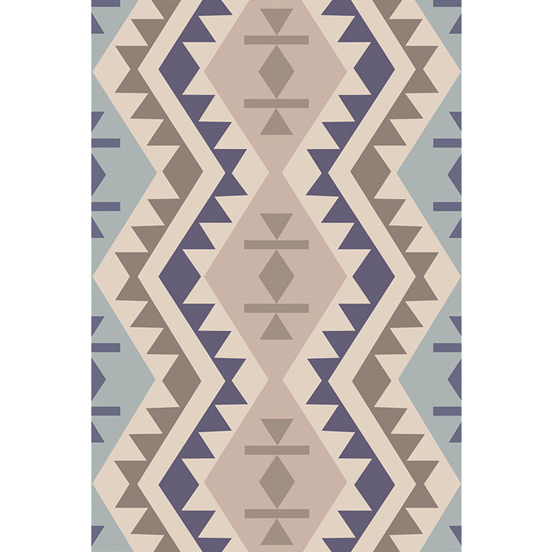 Lisslune | Southwest Tribal Geometric Pattern Rug Multicolor Polyester Rug Washable Pet-Friendly Non-Slip Rug for Living Room