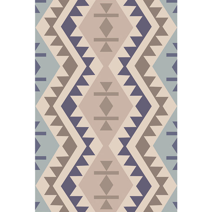 Lisslune | Southwest Tribal Geometric Pattern Rug Multicolor Polyester Rug Washable Pet-Friendly Non-Slip Rug for Living Room