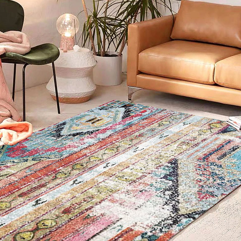 Lisslune | Bohemian Tribal Pattern Rug More Colors Polyester Rug Machine Washable Non-Slip Back Rug for Living Room