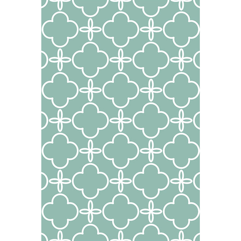 Lisslune | Retro-geometric floral pattern rug blue and green southwest rug polyester pet-friendly non-slip back washable area rug for living room