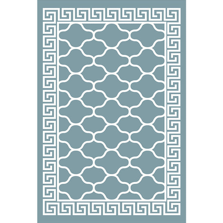 Lisslune | Retro-geometric floral pattern rug blue and green southwest rug polyester pet-friendly non-slip back washable area rug for living room