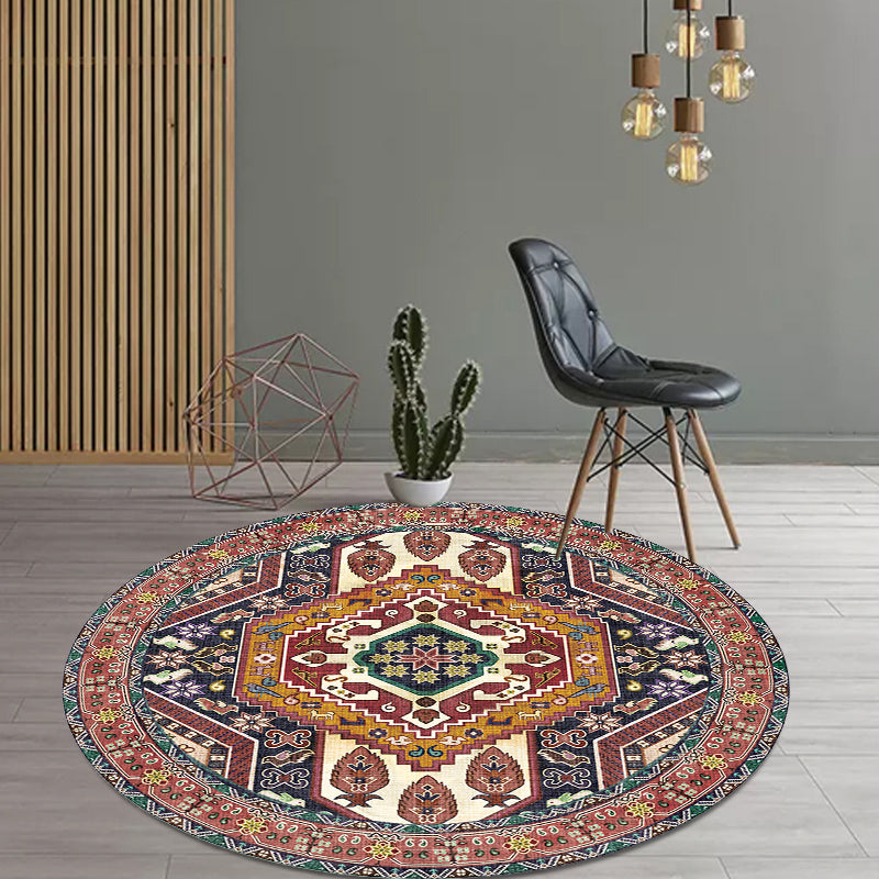 Lisslune | Unique Tribal Diamond Pattern Rug Multicolored Moroccan Rug Polyester Pet-Friendly Non-Slip Back Washing Machine Safe Rug for the Living Room