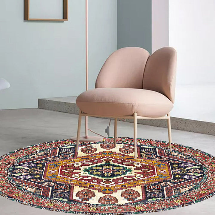 Lisslune | Unique Tribal Diamond Pattern Rug Multicolored Moroccan Rug Polyester Pet-Friendly Non-Slip Back Washing Machine Safe Rug for the Living Room
