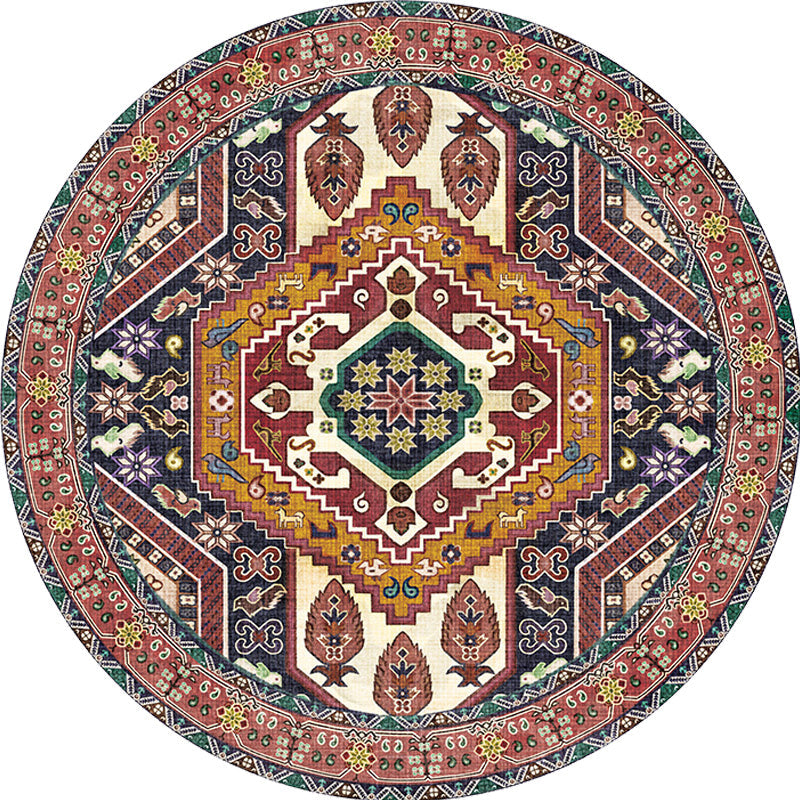 Lisslune | Unique Tribal Diamond Pattern Rug Multicolored Moroccan Rug Polyester Pet-Friendly Non-Slip Back Washing Machine Safe Rug for the Living Room