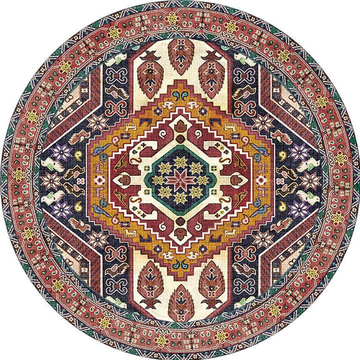 Lisslune | Unique Tribal Diamond Pattern Rug Multicolored Moroccan Rug Polyester Pet-Friendly Non-Slip Back Washing Machine Safe Rug for the Living Room