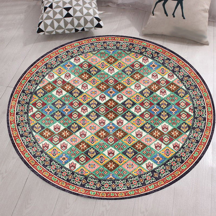 Lisslune | Unique Tribal Diamond Pattern Rug Multicolored Moroccan Rug Polyester Pet-Friendly Non-Slip Back Washing Machine Safe Rug for the Living Room