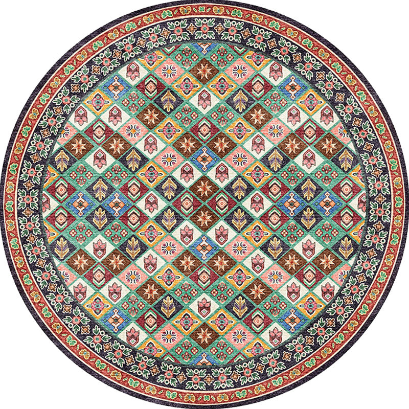Lisslune | Unique Tribal Diamond Pattern Rug Multicolored Moroccan Rug Polyester Pet-Friendly Non-Slip Back Washing Machine Safe Rug for the Living Room