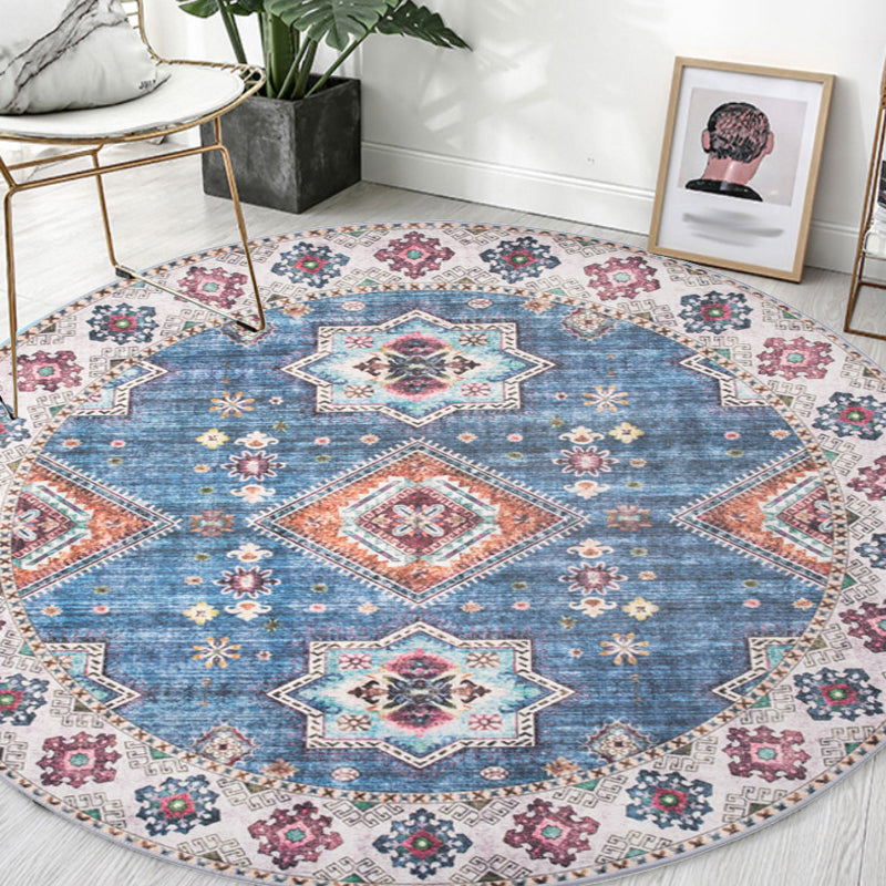 Lisslune | Unique Tribal Diamond Pattern Rug Multicolored Moroccan Rug Polyester Pet-Friendly Non-Slip Back Washing Machine Safe Rug for the Living Room