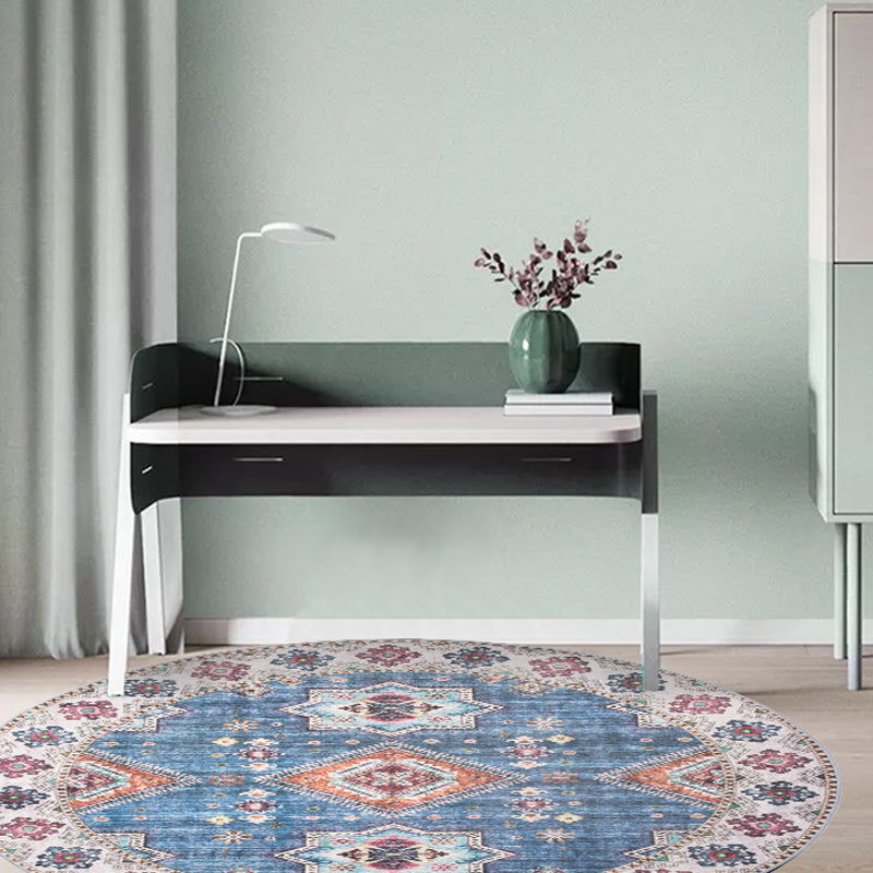 Lisslune | Unique Tribal Diamond Pattern Rug Multicolored Moroccan Rug Polyester Pet-Friendly Non-Slip Back Washing Machine Safe Rug for the Living Room