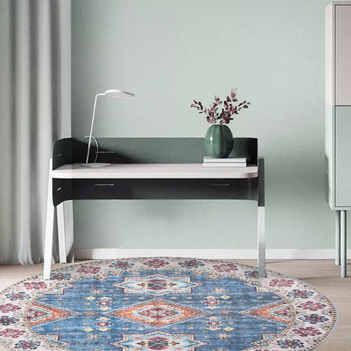 Lisslune | Unique Tribal Diamond Pattern Rug Multicolored Moroccan Rug Polyester Pet-Friendly Non-Slip Back Washing Machine Safe Rug for the Living Room