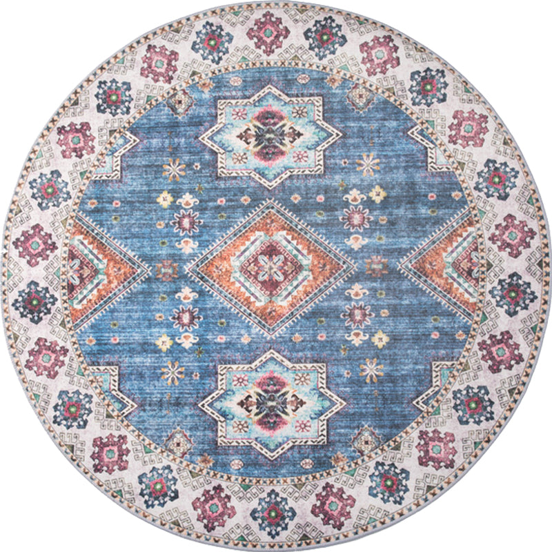 Lisslune | Unique Tribal Diamond Pattern Rug Multicolored Moroccan Rug Polyester Pet-Friendly Non-Slip Back Washing Machine Safe Rug for the Living Room